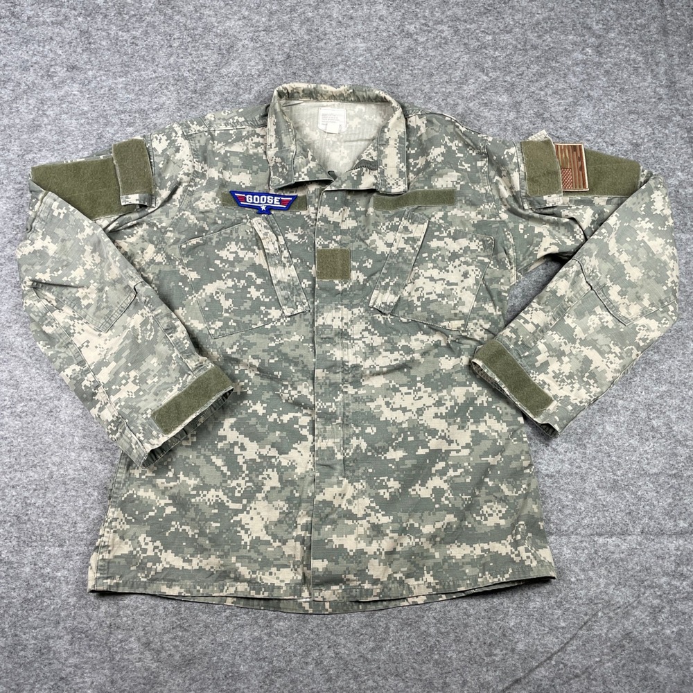 US Army Combat Uniform Mens Medium Long Green ACU Digital Camo Jacket Coat Goose